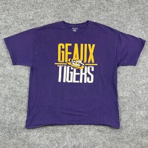 Champion LSU Tigers T-Shirt Mens Size 2XL Purple Geaux Graphic College Tee
